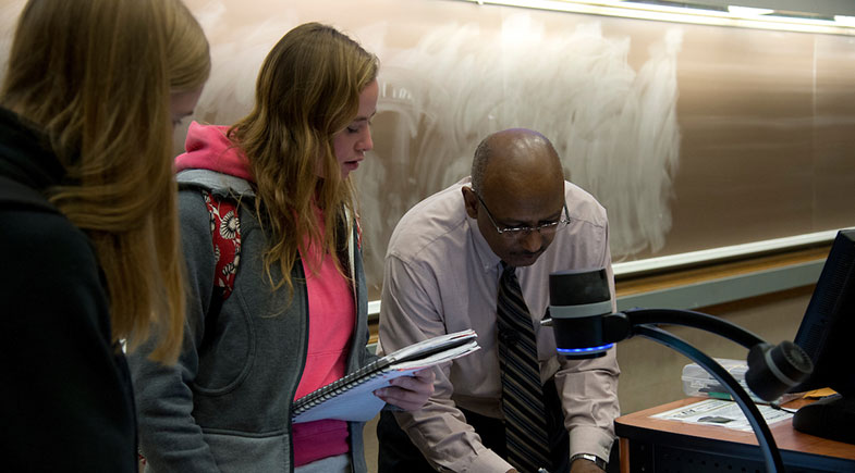 Professor teaching students